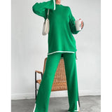 Women's Knitting Suit Sweater Top Two-piece Pants