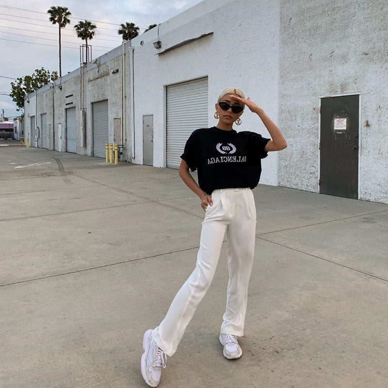 Casual White Trousers Loose All-Match Suit Pants Women