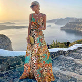 Women's Fashion Belt Printed Large Swing Dress