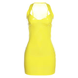PU Glossy Slimming Waist Hip Spaghetti Straps Dress