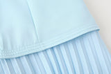 Sweet Girlish Tube Top Suspender Skirt Hollow Design Sexy Pleated Skirt