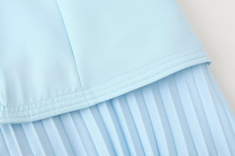 Sweet Girlish Tube Top Suspender Skirt Hollow Design Sexy Pleated Skirt