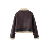 Wear Fur Integrated Lapel Thickening Warm Double-sided Casual Short Jacket Coat
