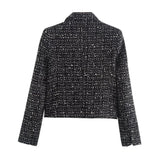 Elegant Texture Double Breasted Suit Long Sleeve Short Coat