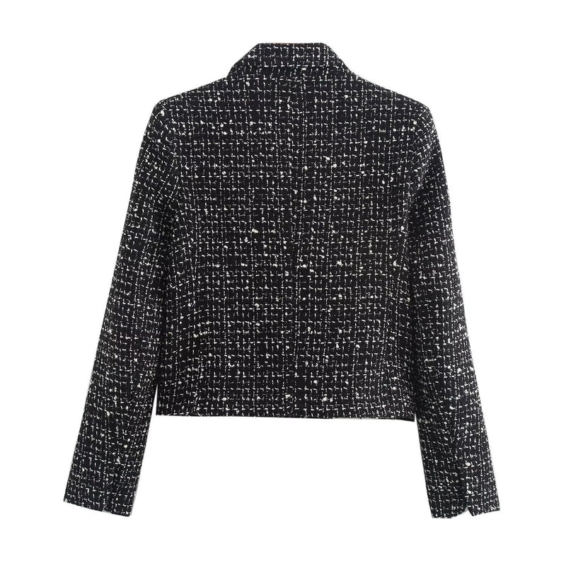 Elegant Texture Double Breasted Suit Long Sleeve Short Coat