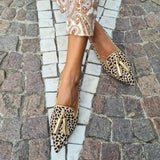 Casual Low Heel Leopard Print Pointed Tassel Pumps Women