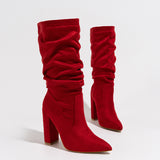 New Chunky Heel Pointed-toe Fashion High Heel Pile Style Boots