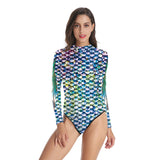 New Mermaid Swimwear Women's Long Sleeve One Piece Swimwear