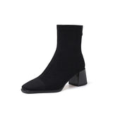 Women's Solid Color Simple Suede Chunky Heel Ankle Boots