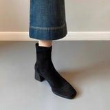 Women's Solid Color Simple Suede Chunky Heel Ankle Boots