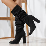 New Chunky Heel Pointed-toe Fashion High Heel Pile Style Boots