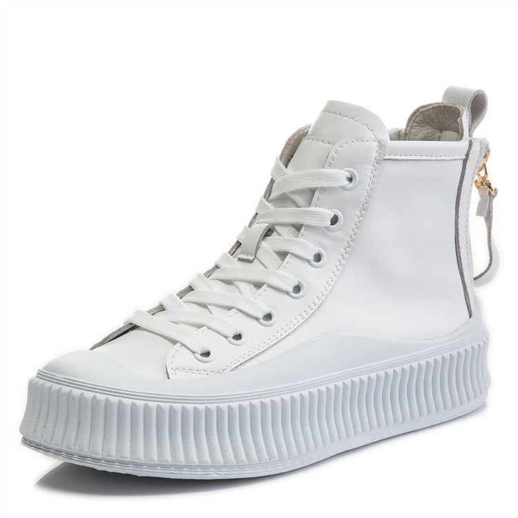 Double Zipper Ankle Boots With Increased Fat And Soft Sole High-top Shoes