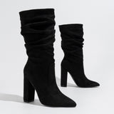 New Chunky Heel Pointed-toe Fashion High Heel Pile Style Boots