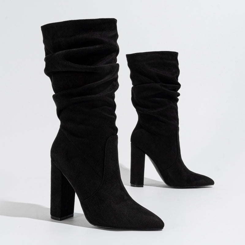 New Chunky Heel Pointed-toe Fashion High Heel Pile Style Boots