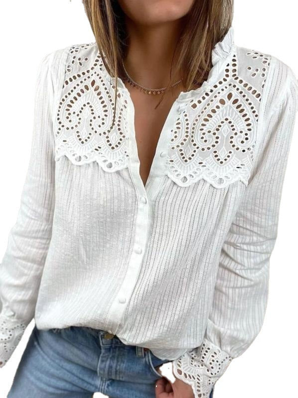 Autumn New Women's Lace Stitching Shirt Women