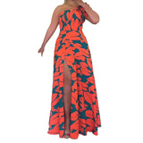 Elegant Floral Print Casual A- Line Side Slit Dress