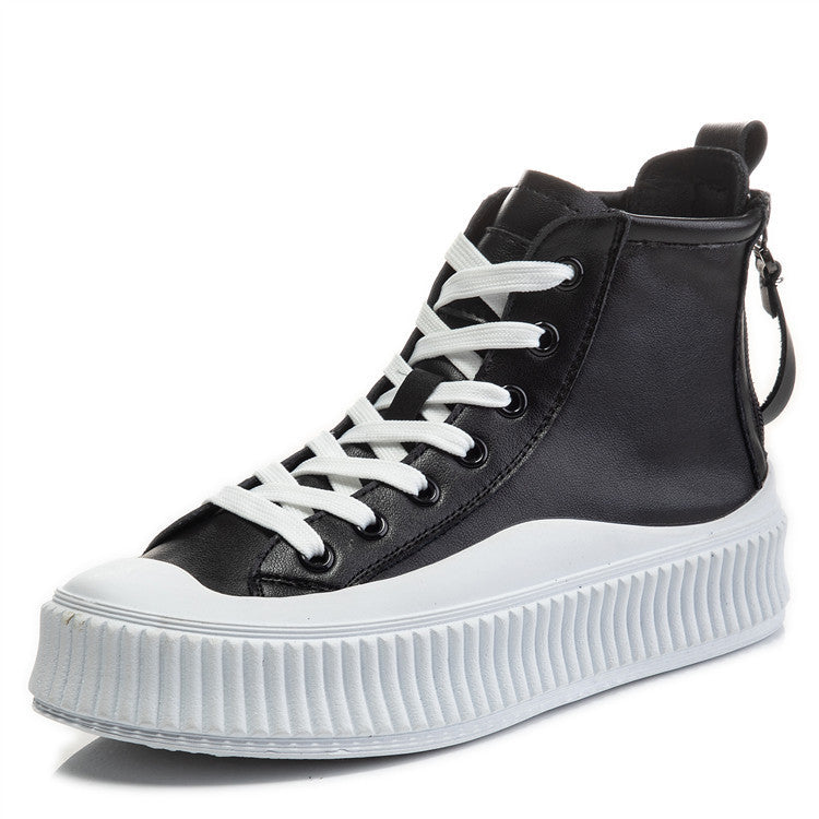 Double Zipper Ankle Boots With Increased Fat And Soft Sole High-top Shoes