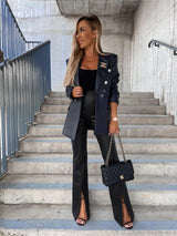 Fashionable Elegant Slim Fit Casual Slit Leather Pants Women