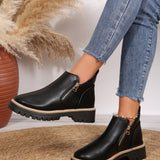 Autumn And Winter Round Toe High Heel Boots Women's Shoes