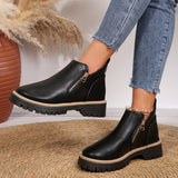 Autumn And Winter Round Toe High Heel Boots Women's Shoes