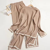 Women's Knitting Suit Sweater Top Two-piece Pants