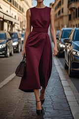 Summer Irregular Sleeveless Dress With Belt Fashion Temperament Slim Back Zipper Dresses For Women Clothing