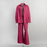 Cotton Shirt Trousers Suit Loose Long Sleeve