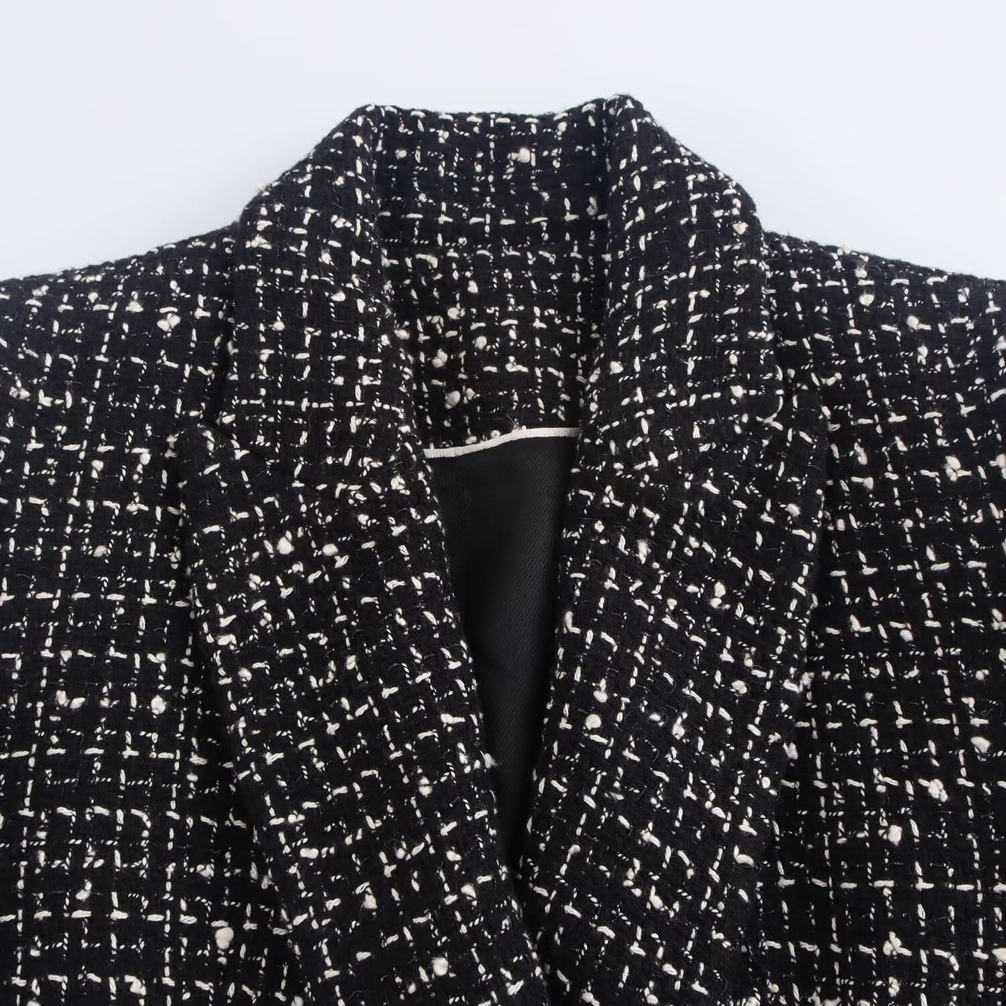 Elegant Texture Double Breasted Suit Long Sleeve Short Coat