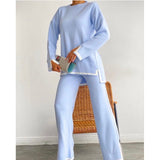 Women's Knitting Suit Sweater Top Two-piece Pants